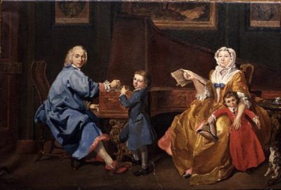 Burckhardt Tschudi with his wife and two children by Philippe Mercier